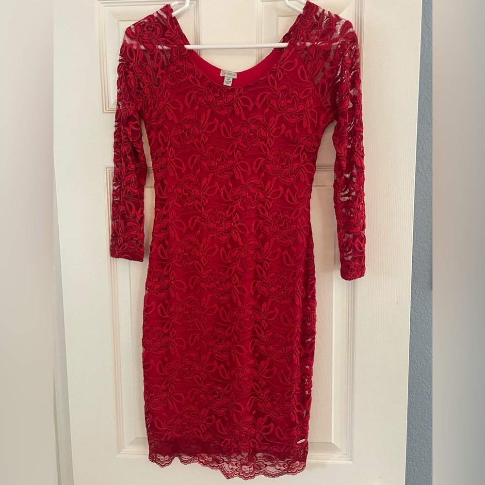 GUESS Red long sleeve cocktail dress